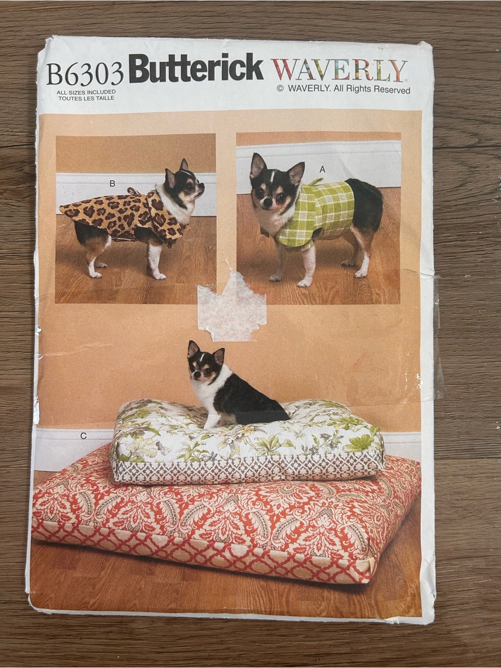 Butterick B6303 Waverly Dog Vest Coat & Pet Beds Sewing Pattern S-XL Uncut